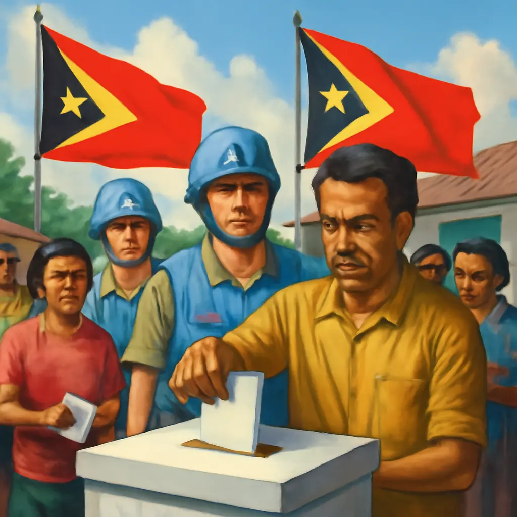 Image on people voting overwheme for independencein a unbacked referendum